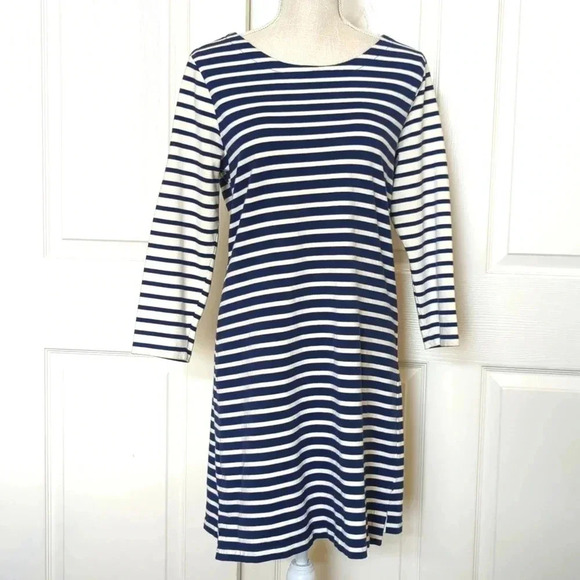 Vineyard Vines Women's Dress Blue & Cream Striped Long Sleeve - Picture 1 of 3
